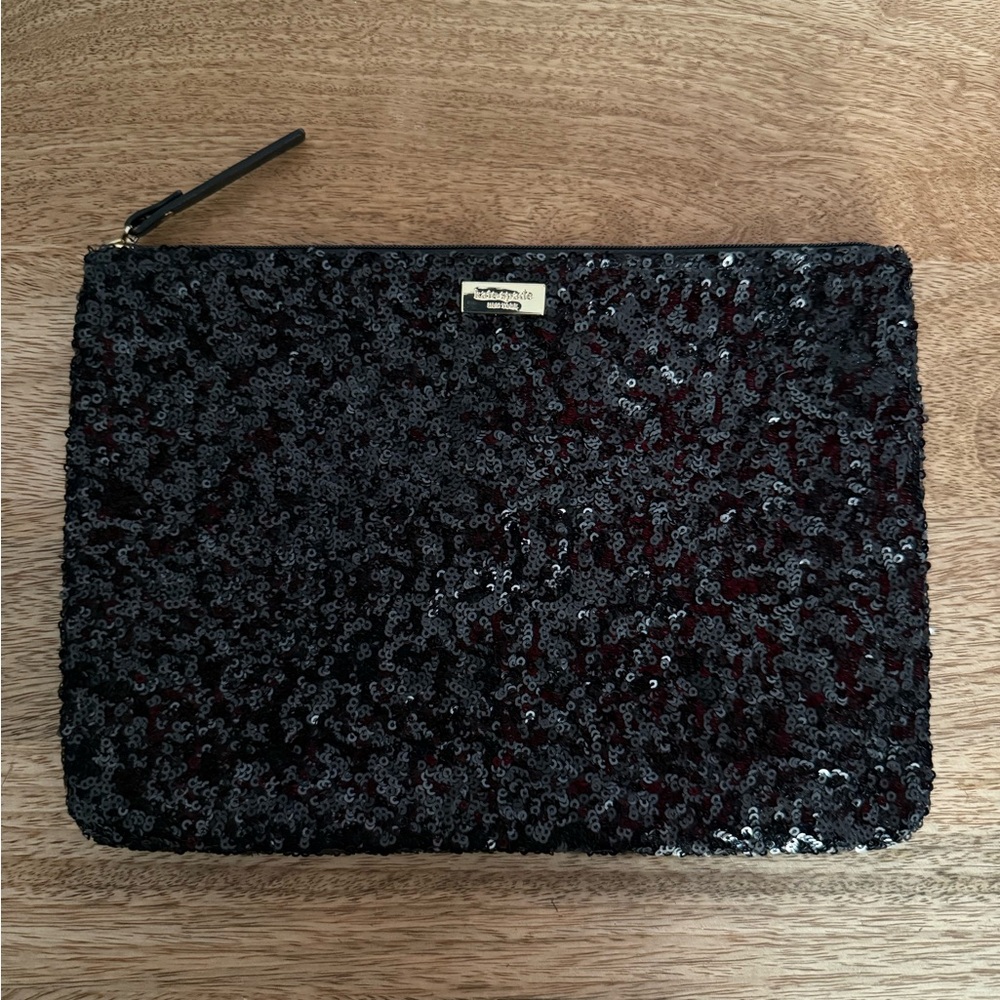 Kate Spade Sparkling Black Sequin Pouch
